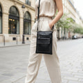Rowallan Black Leather Cross Body Bag, Shoulder Bag