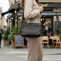 Rowallan Black Leather Cross Body Bag, Shoulder Bag