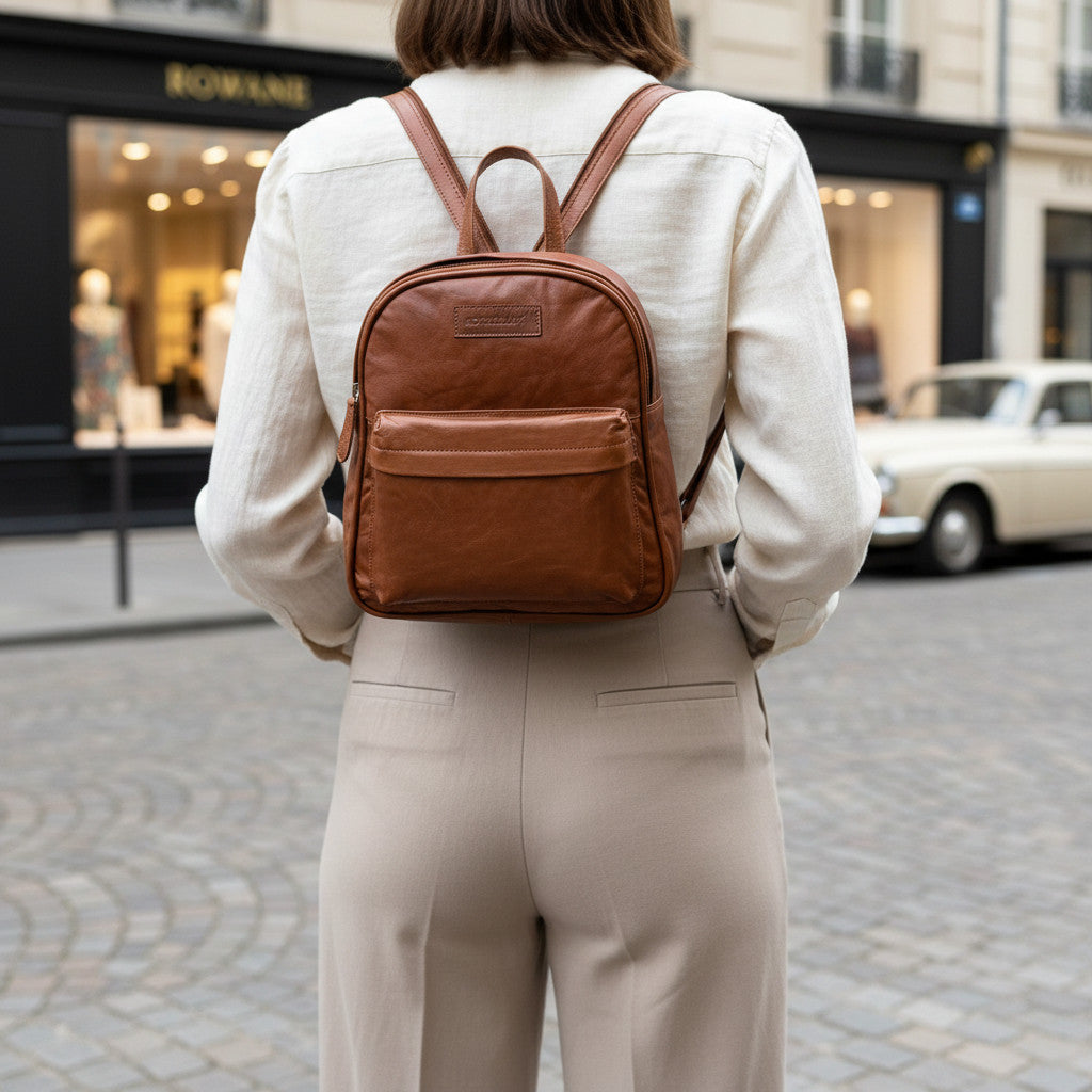 Rowallan Tan Leather Backpack