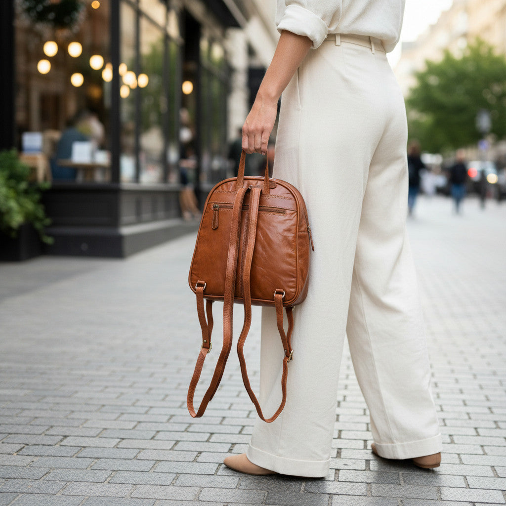Rowallan Tan Leather Backpack