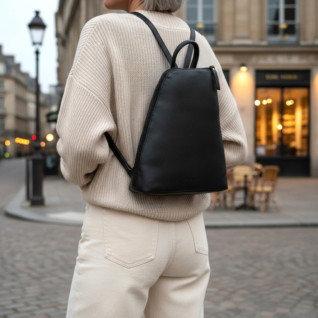 Rowallan Women's Black Leather Backpack
