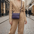 Rowallan Purple Leather Handbag, Shoulder Bag