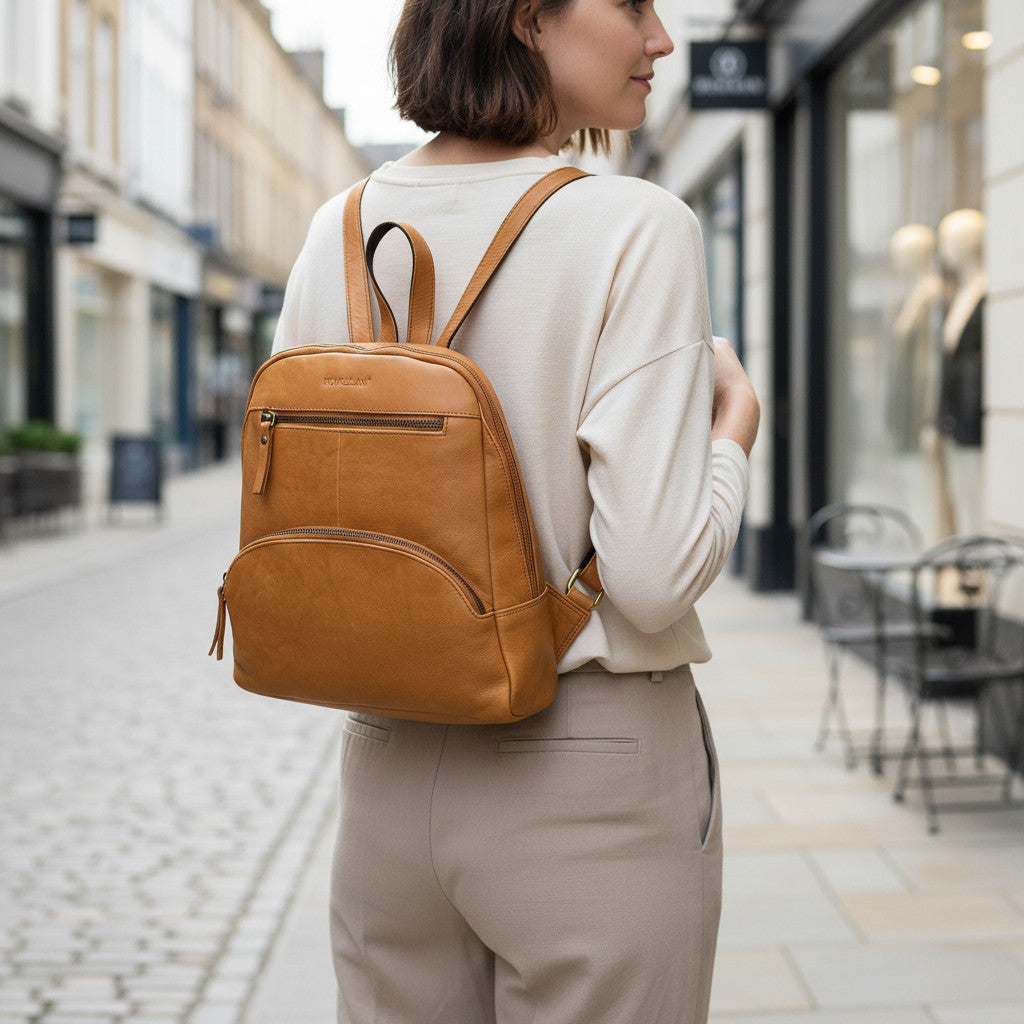 Rowallan Tan Leather Backpack