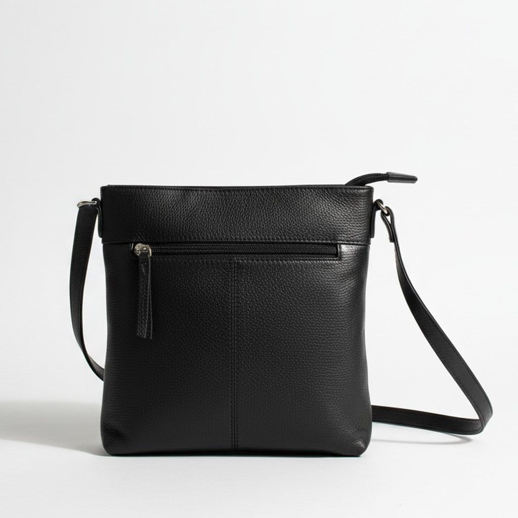 Rowallan Black Leather Cross Body Bag