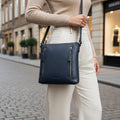 Rowallan Navy Leather Shoulder Bag, Crossbody Bag