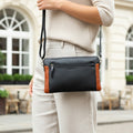 Rowallan Small Black Leather Cross Body, Shoulder Bag, Clutch Bag