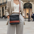Rowallan Black and Tan Leather Cross Body Bag