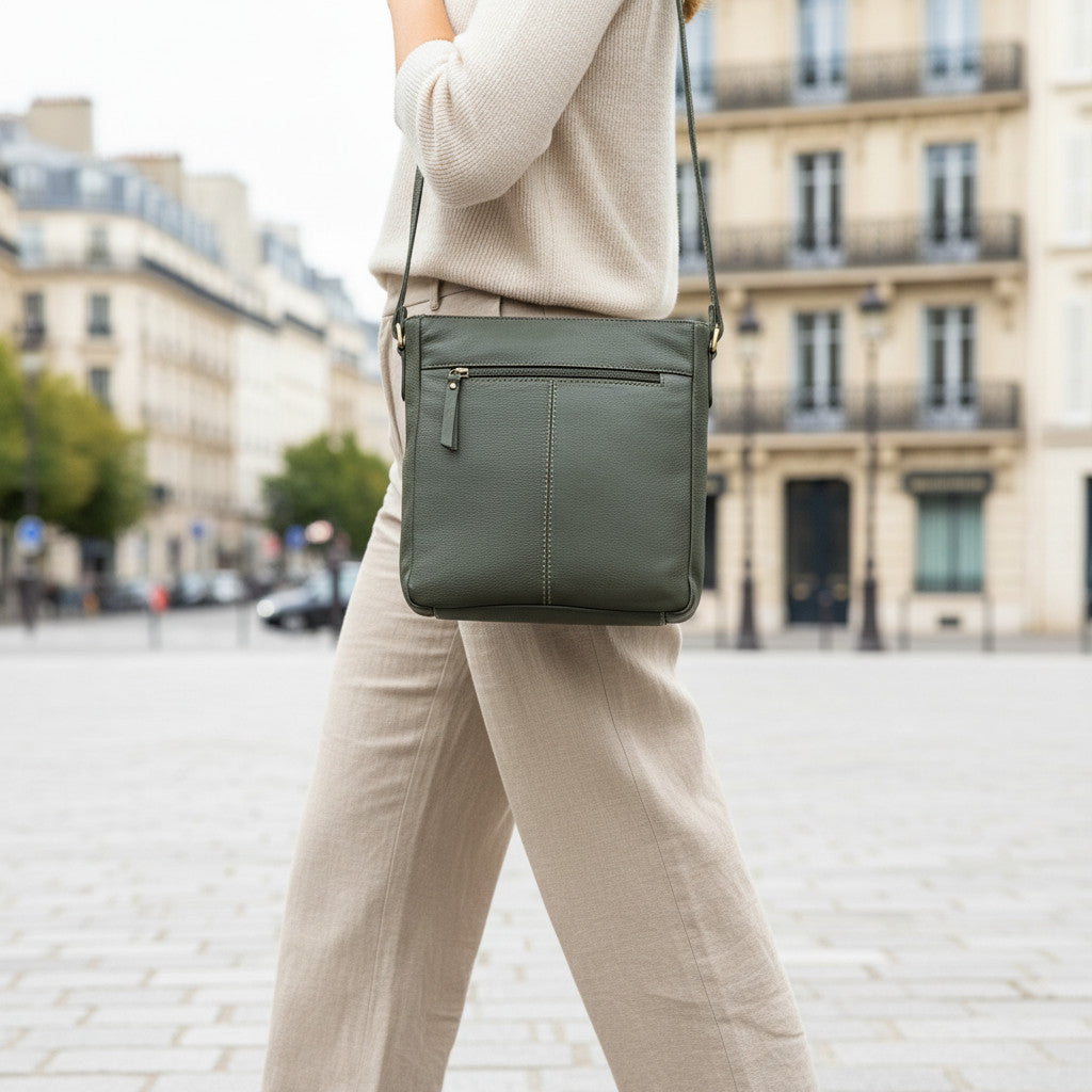 Rowallan Green and Tan Leather Cross Body Bag, Shoulder Bag