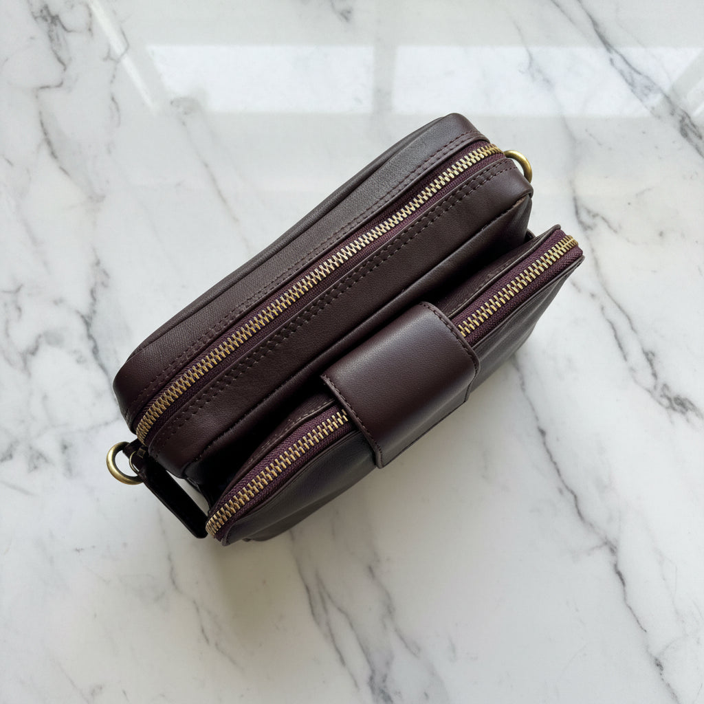 Rowallan Burgundy Leather Shoulder Bag, Organiser Bag