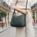 Rowallan Green Leather Shoulder Bag, Crossbody Bag - Twin Compartment