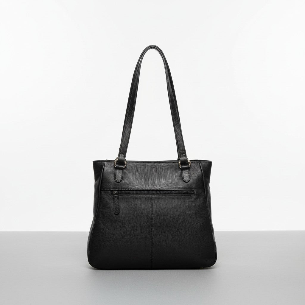 Rowallan Black Leather Shoulder Bag, Shopper