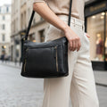 Rowallan Black Leather Shoulder Bag, Crossbody Bag