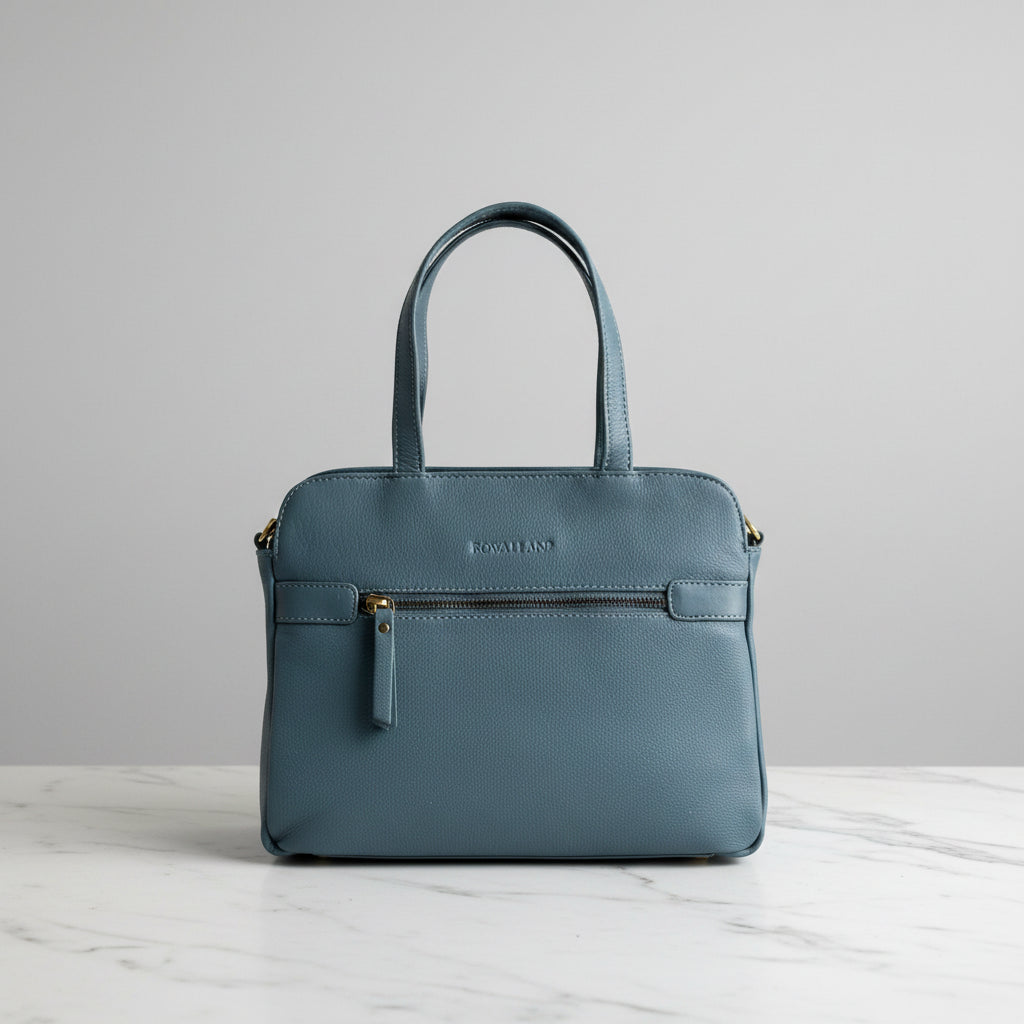 Rowallan Blue Leather Handbag, Shoulder Bag