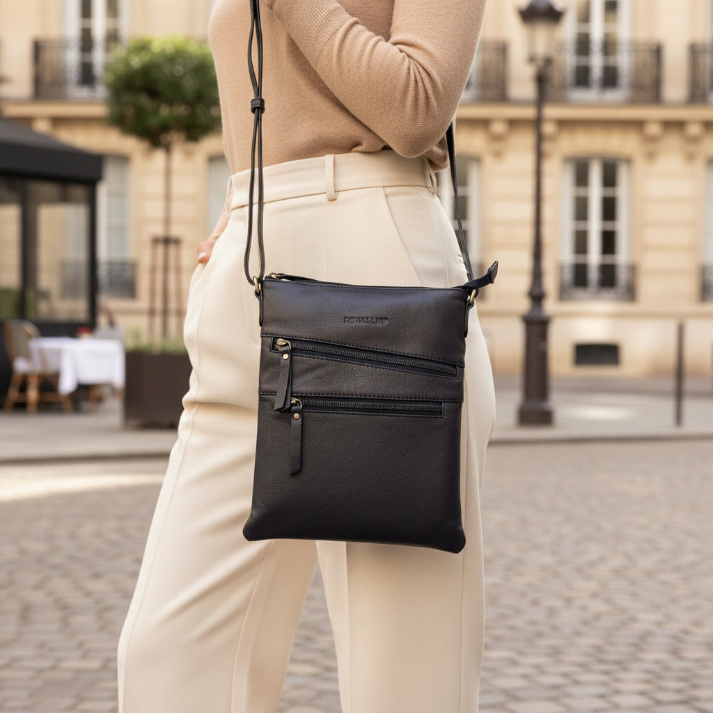 Rowallan Navy Leather Shoulder Bag, Cross Body Bag