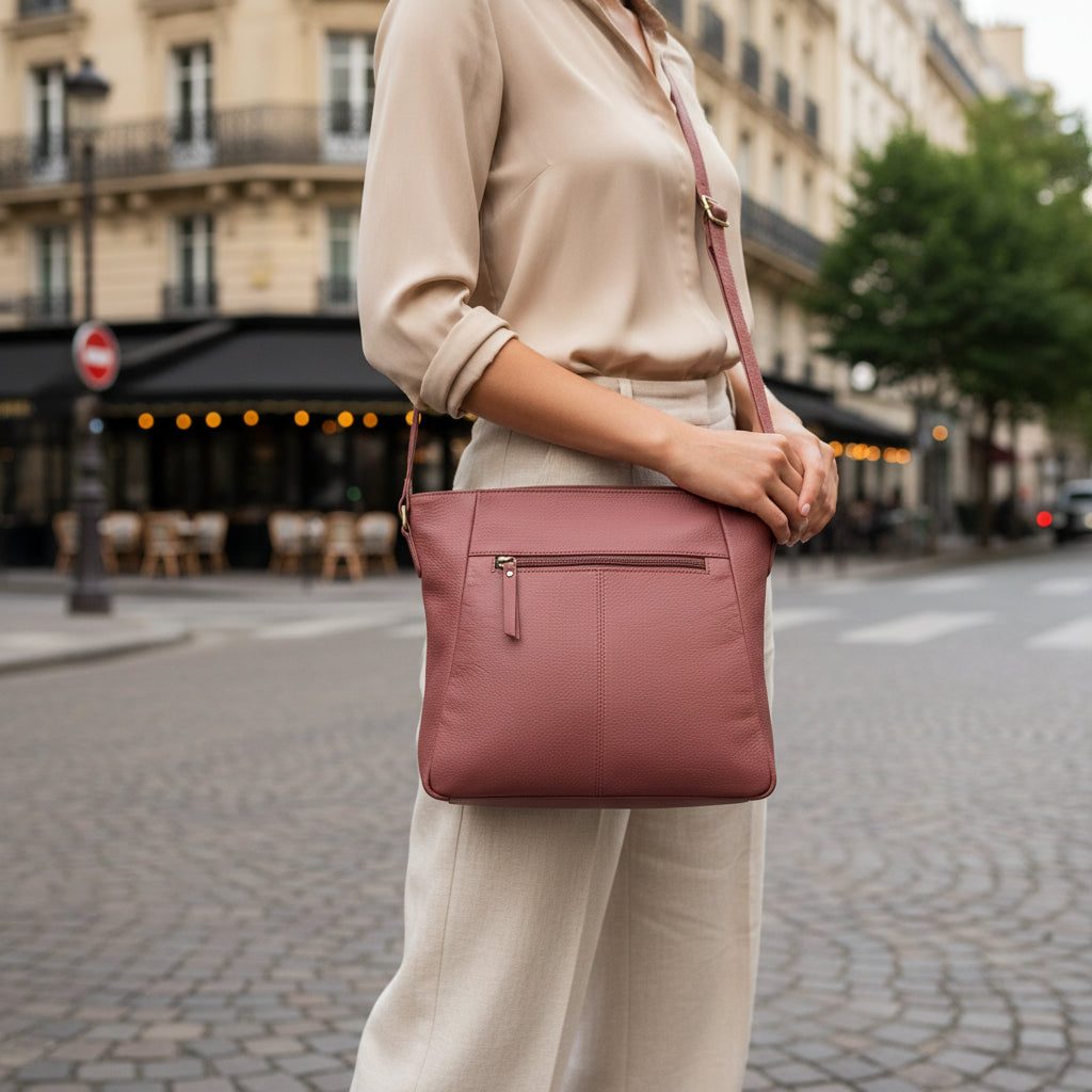 Rowallan Large Pink Leather Shoulder Bag