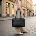 Rowallan Black Premium Leather Shoulder Bag, Shopper