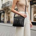 Rowallan Black Leather Shoulder Bag, Crossbody Bag