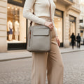Rowallan Large Taupe Leather Crossbody Bag, Shoulder Bag