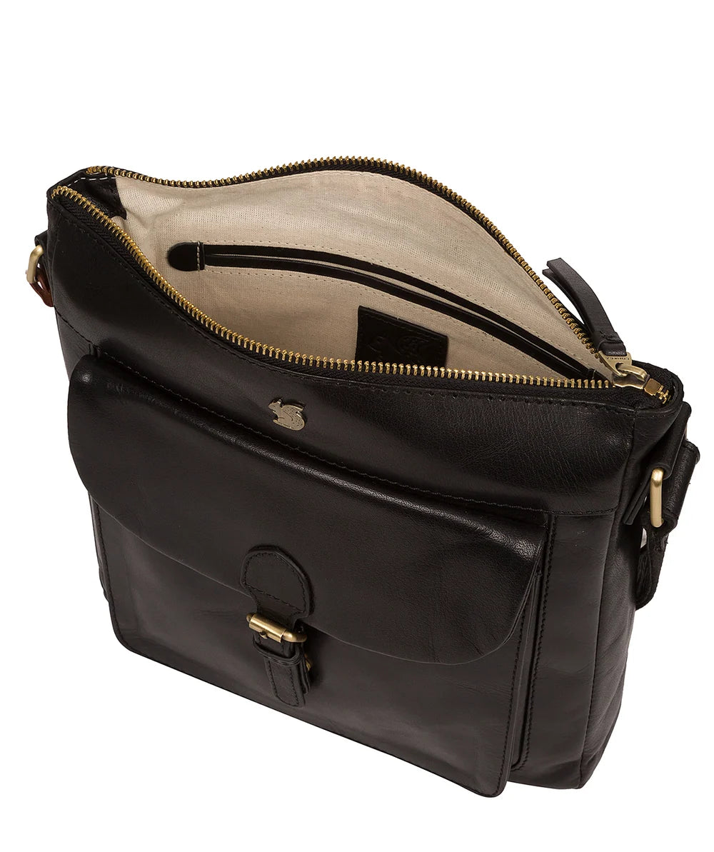 Large Black Leather Crossbody Bag