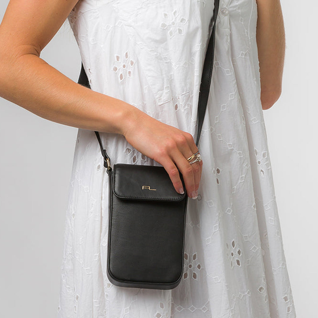 Small Black Leather Shoulder Bag, Cross Body Bag, Travel Bag