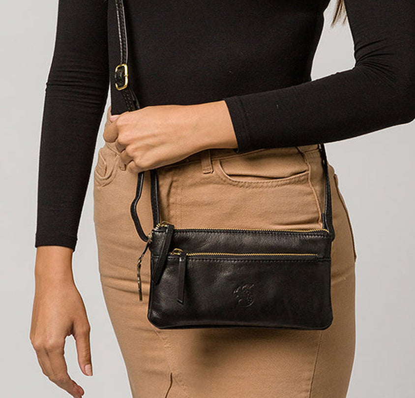 Small Black Leather Cross Body Bag, Shoulder Bag