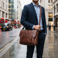 Cognac Leather Messenger Bag