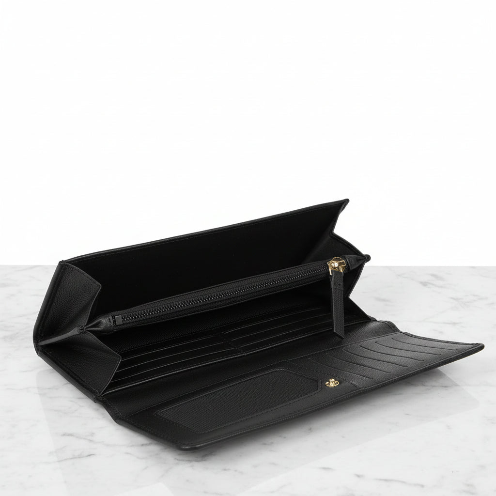 Large Black Leather Purse