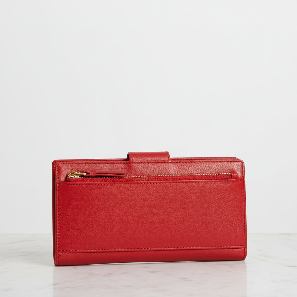 Large Slim Red Leather Purse
