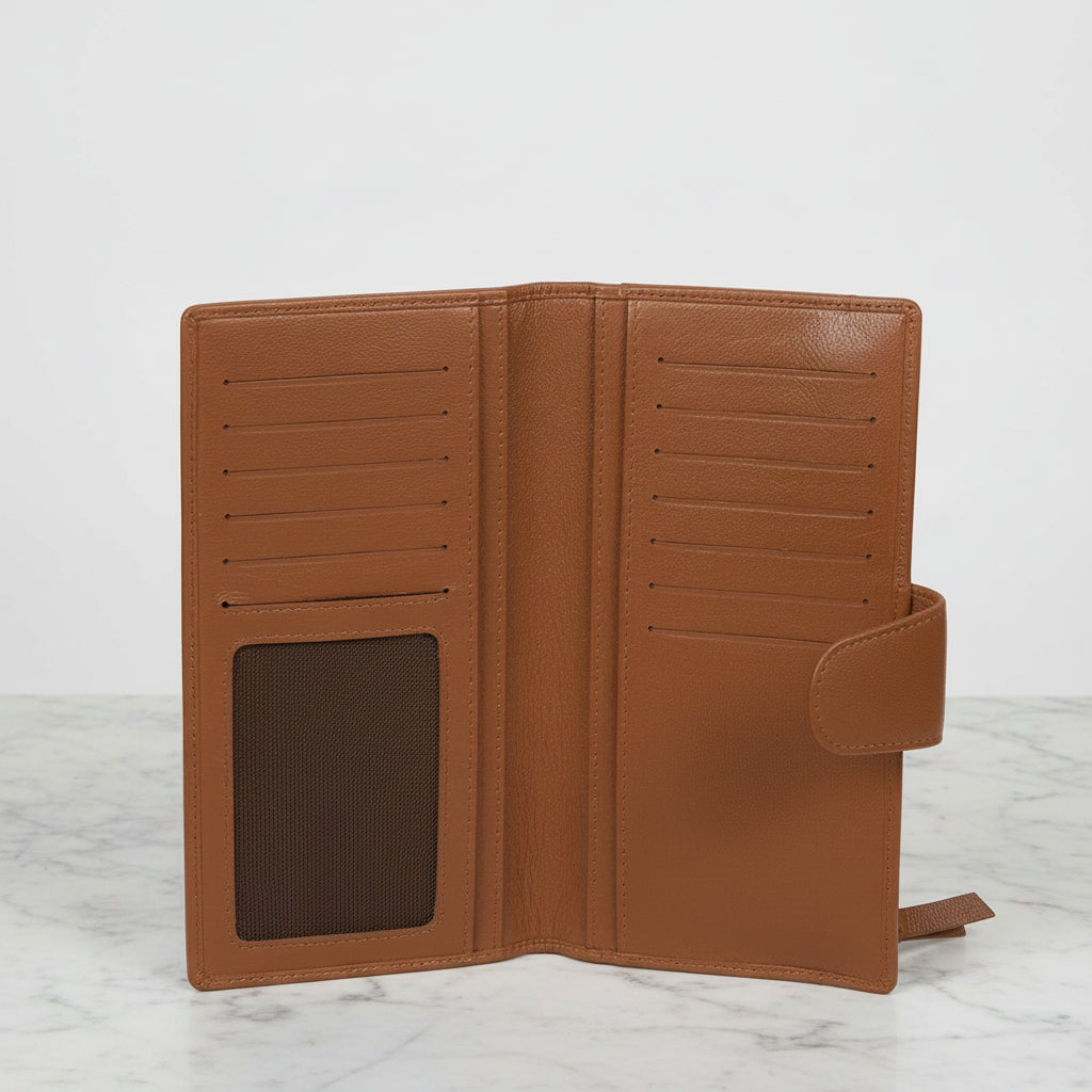 Large Slim Tan Leather Purse