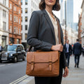 Tan Leather Satchel Messenger Bag