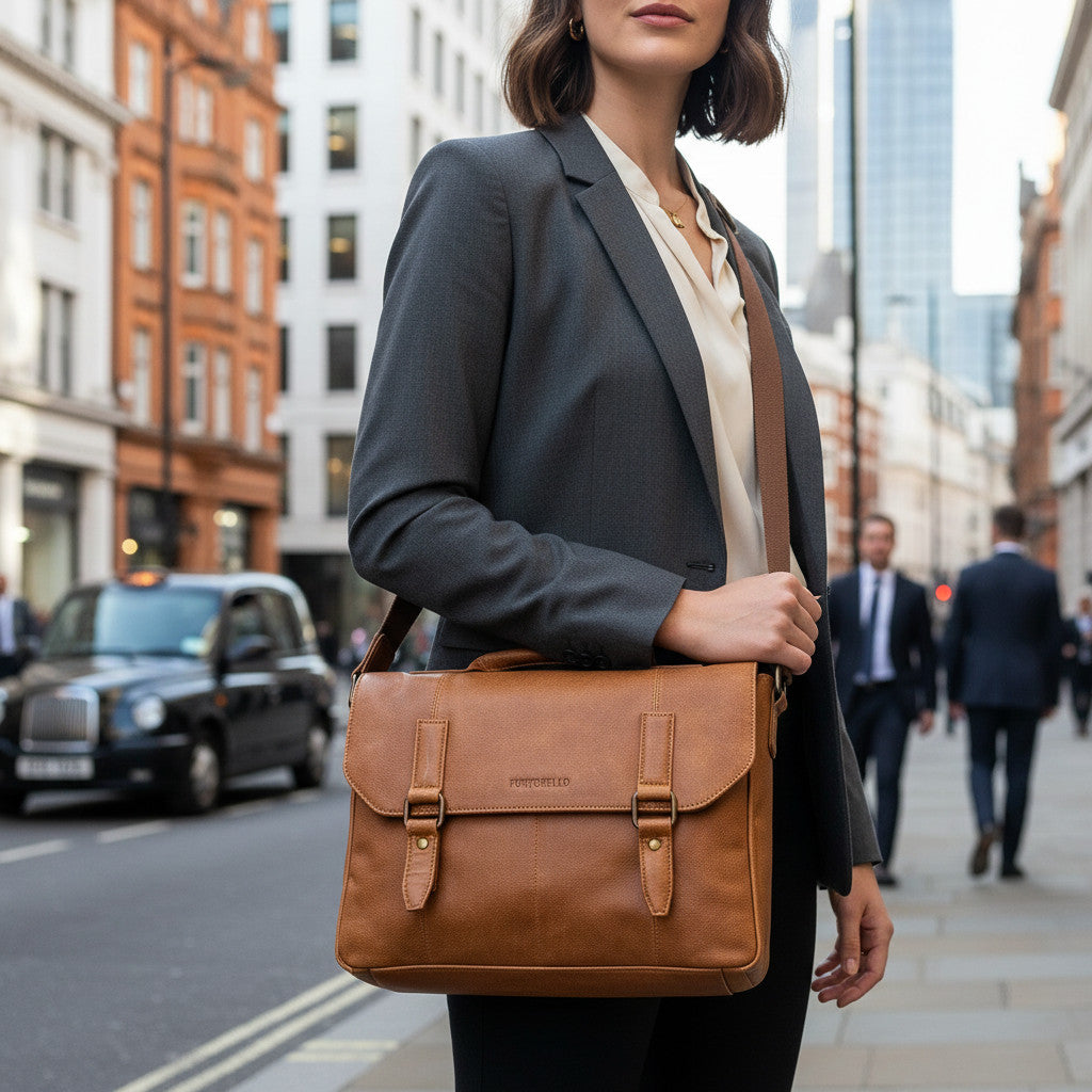 Tan Leather Satchel Messenger Bag