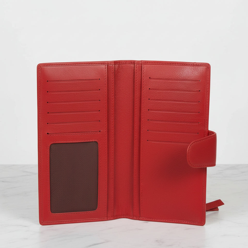 Large Slim Red Leather Purse