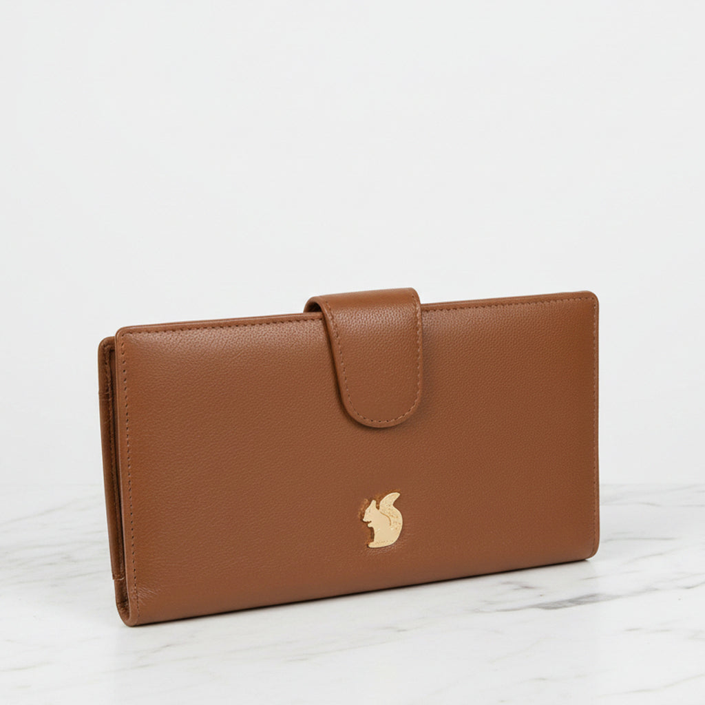 Large Slim Tan Leather Purse