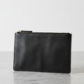Black Slim Leather Clutch Bag