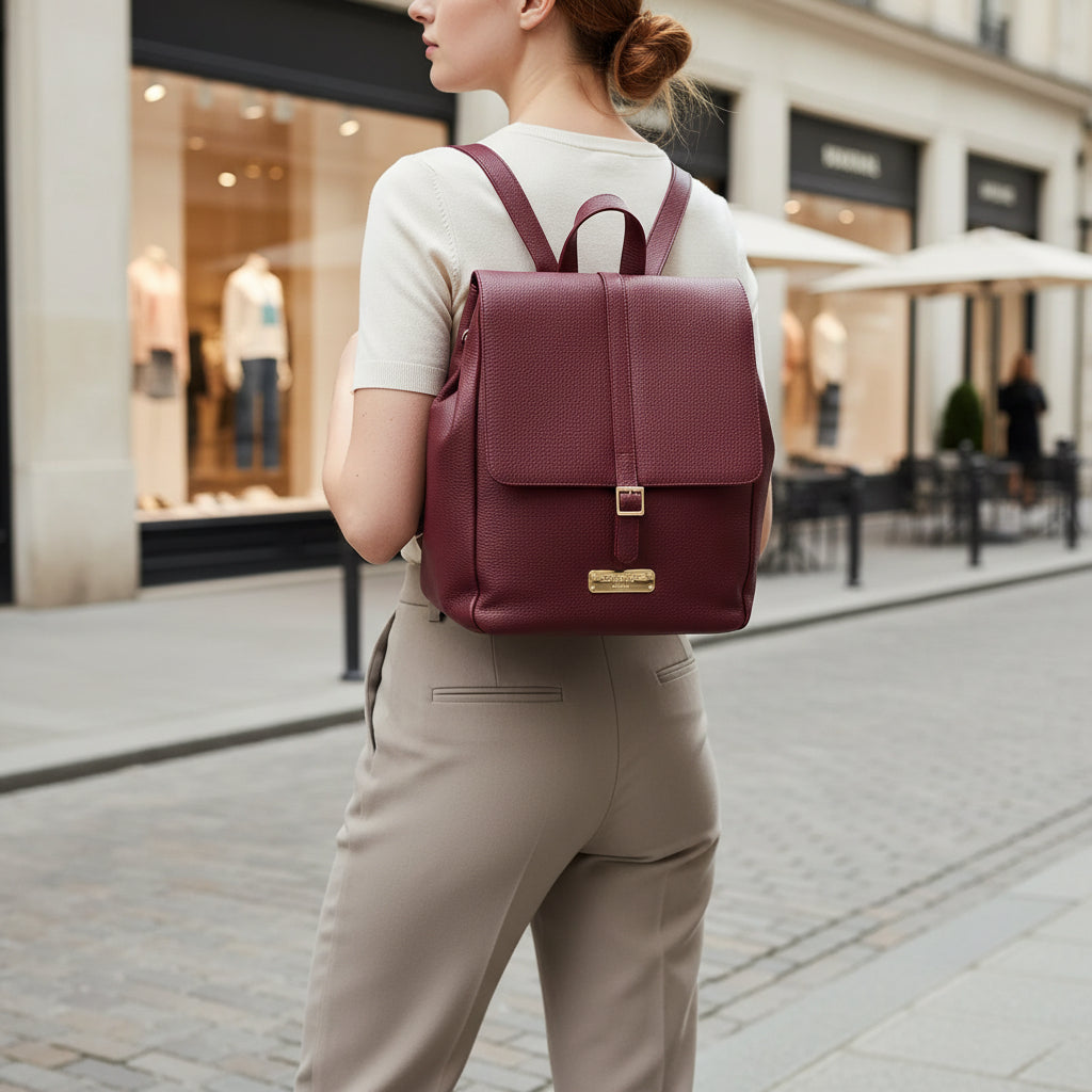 Large Burgundy Leather Backpack