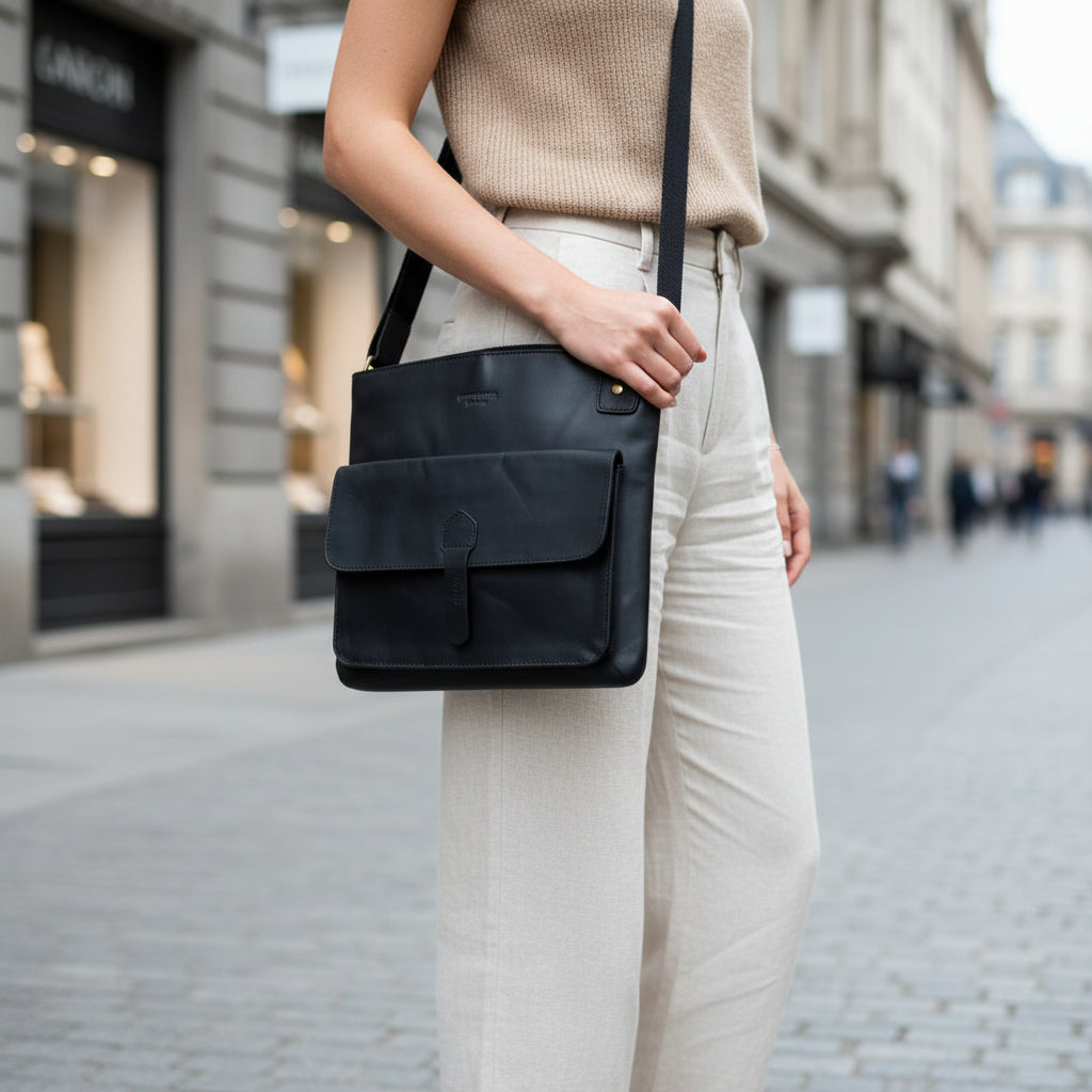 Black Leather Crossbody Bag
