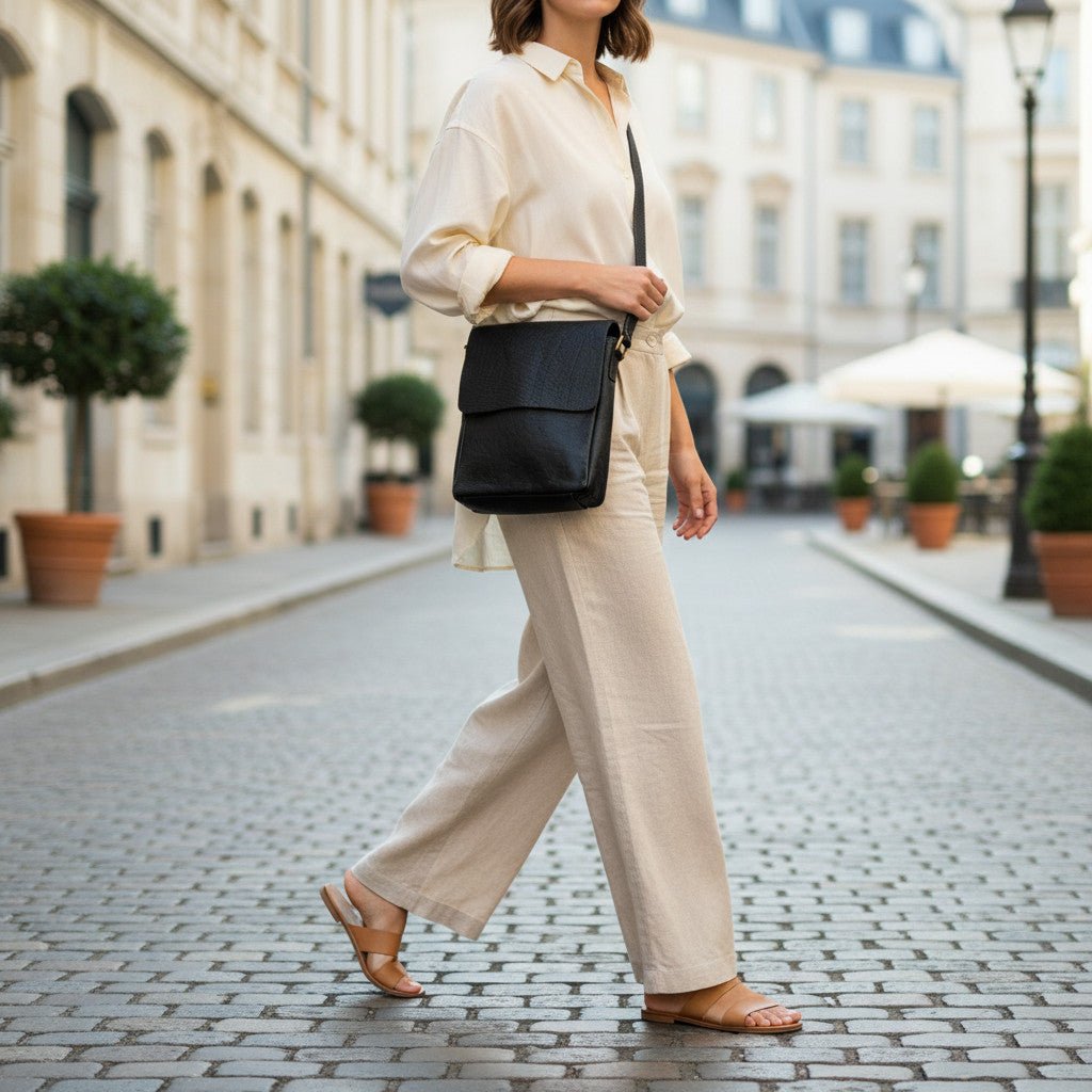 Rowallan Black Leather Cross Body Bag, Shoulder Bag