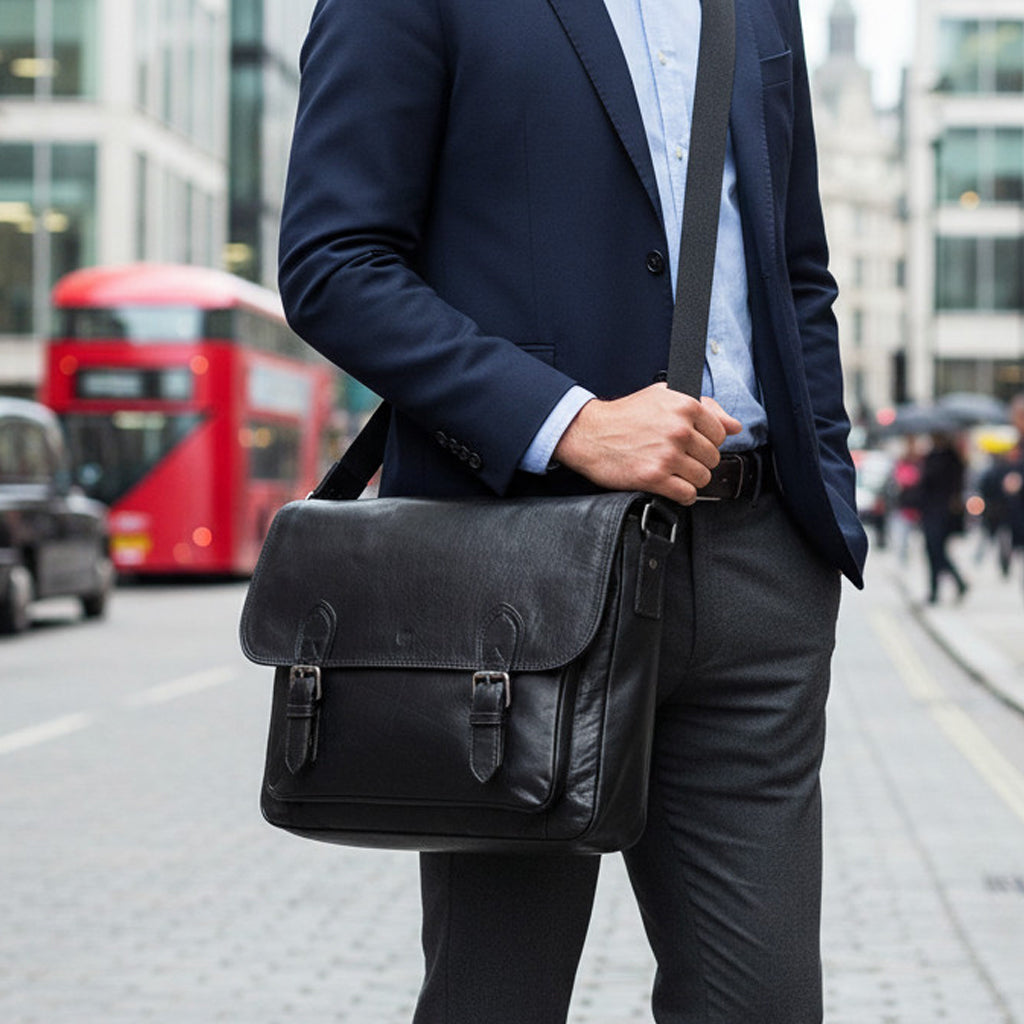 Black Leather Messenger Bag