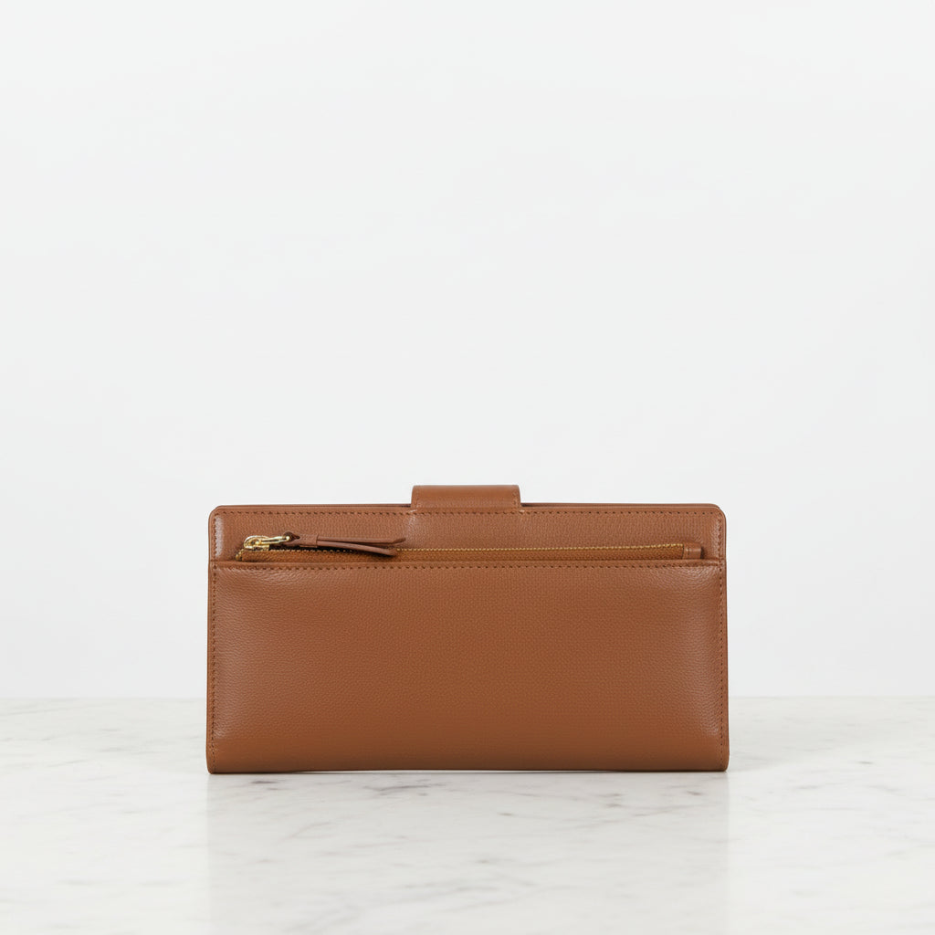 Large Slim Tan Leather Purse