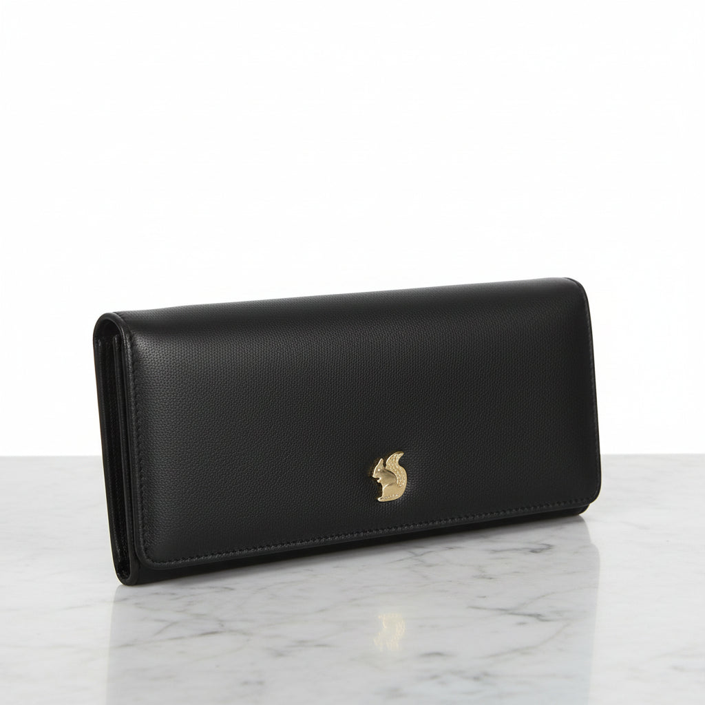 Large Black Leather Purse