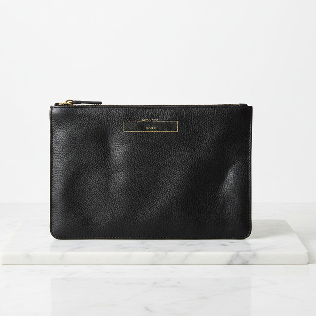 Black Leather Clutch Bag