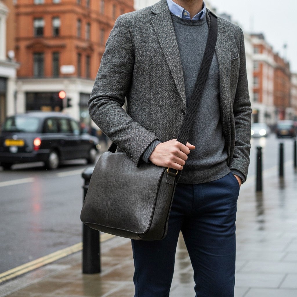 Black Leather Messenger Bag