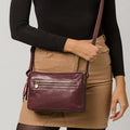 Plum Leather Shoulder Bag, Crossbody Bag