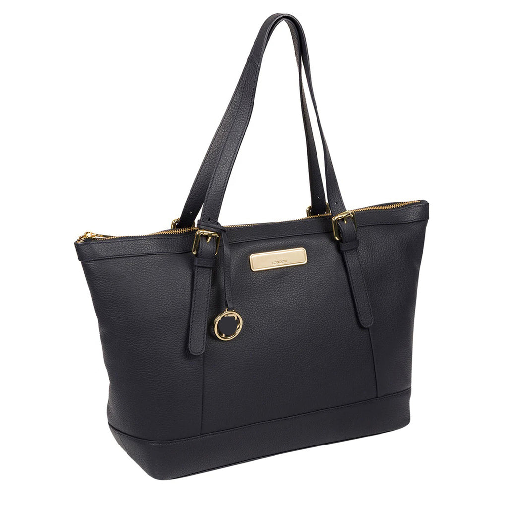 Navy Leather Handbag, Shoulder Bag, Tote Bag