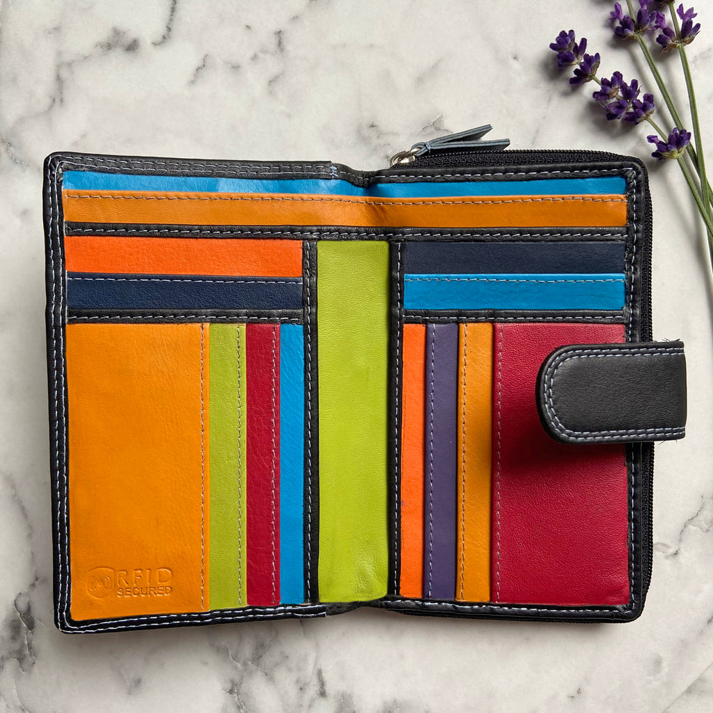 Rowallan Black Leather Purse - RFID Secure