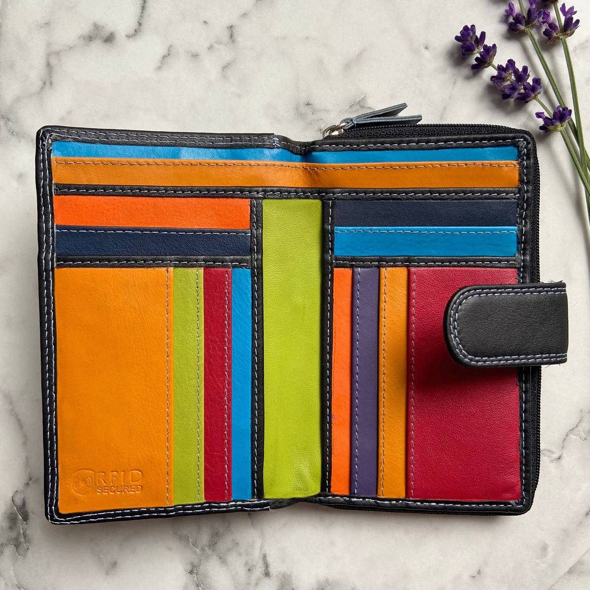 Rowallan Black Leather Purse - RFID Secure