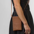 Brown Leather Travel Bag, Phone Bag, Neck Purse