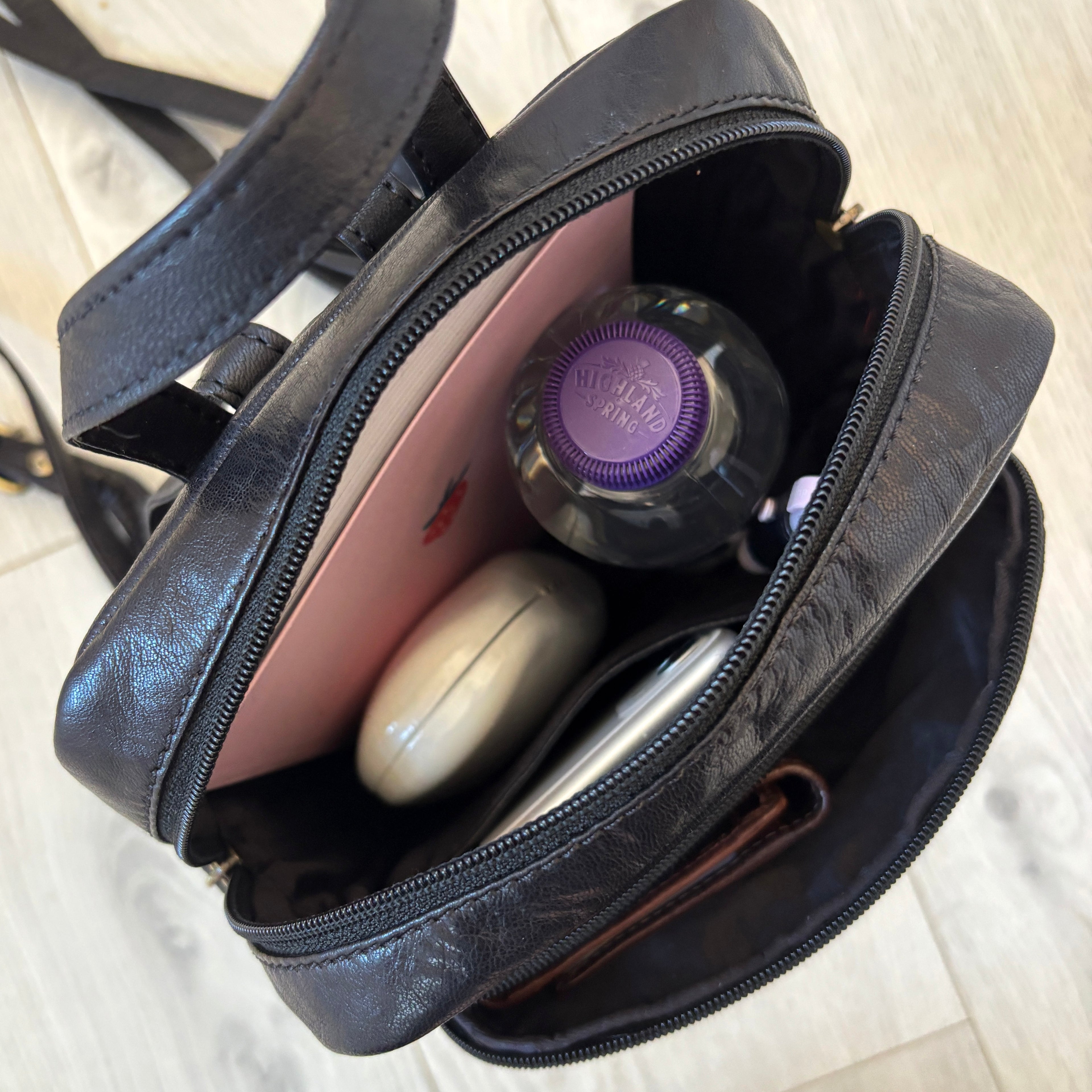 Rowallan Black Multi Colour Leather Backpack