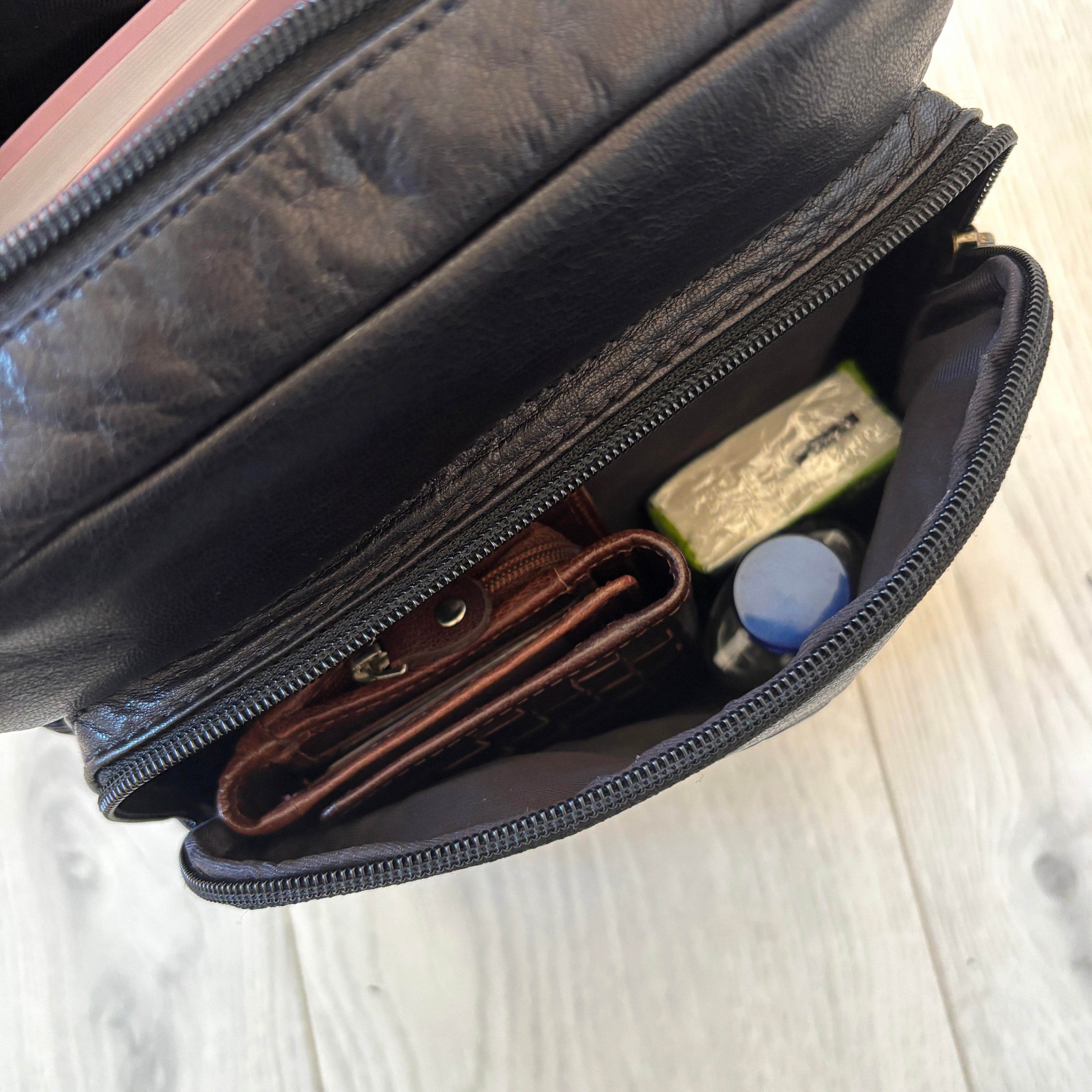 Rowallan Black Multi Colour Leather Backpack