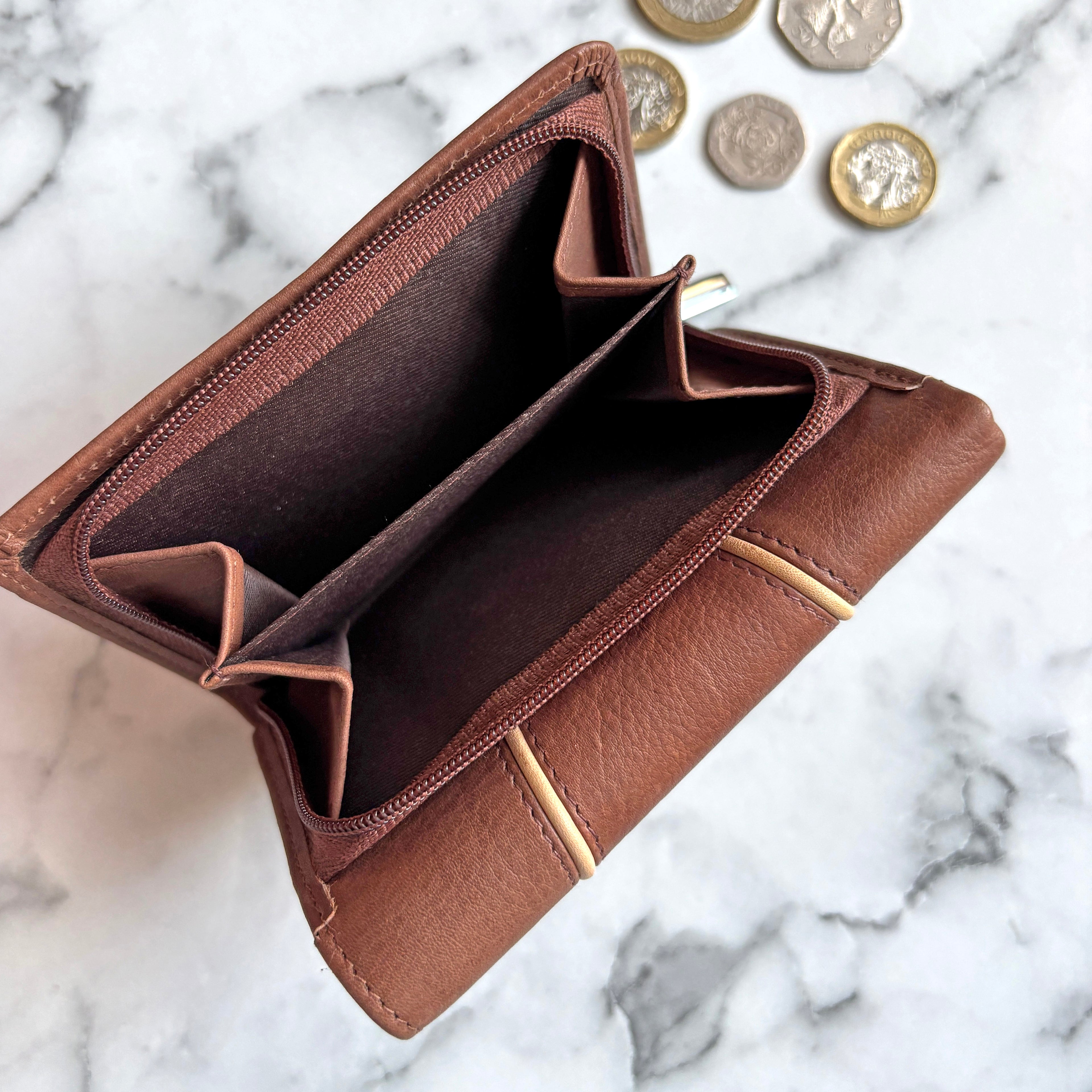 Rowallan Brown Leather Purse - RFID Secure
